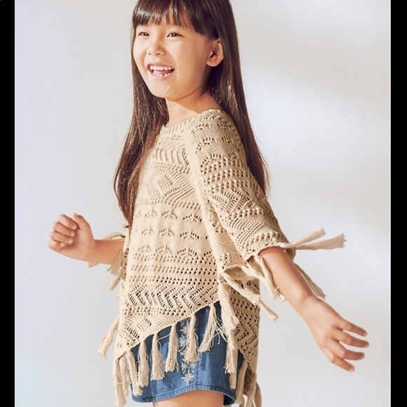 Other - Garnet Hill Kids Metallic Fringe Pointelle Poncho